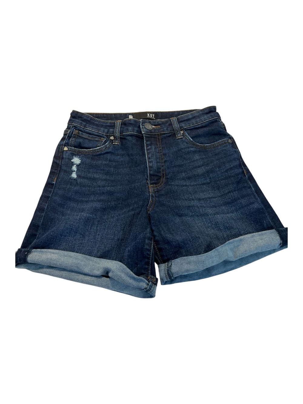 KUT From The Kloth Chloe Boyfriend Denim‎ Shorts Distressed Cuffed Size 2 Blue